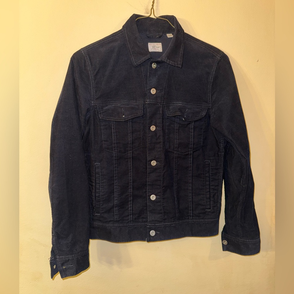 J Crew Men’s Navy Corduroy Trucker Jacket, X-Small